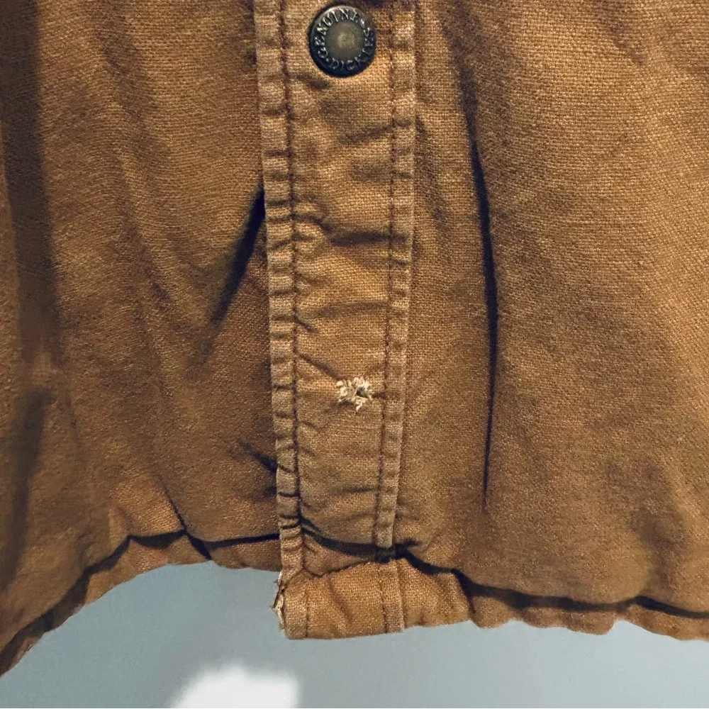 Dickies Vintage Distressed Brown Canvas Barn Jacket Gray Hooded Coat size M - Picture 6 of 12